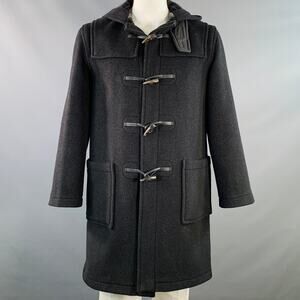 MONTGOMERY Size L Black Wool Toggle Closure Duffle Coat